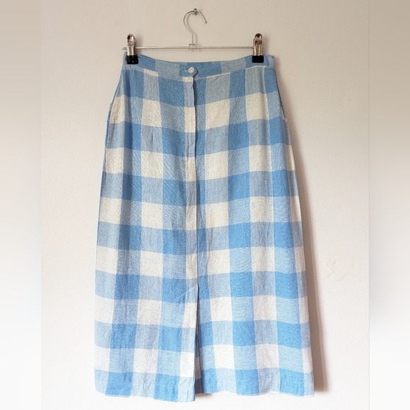 Vintage 1940s/1950s blue gingham pencil skirt - Picture 3 of 5